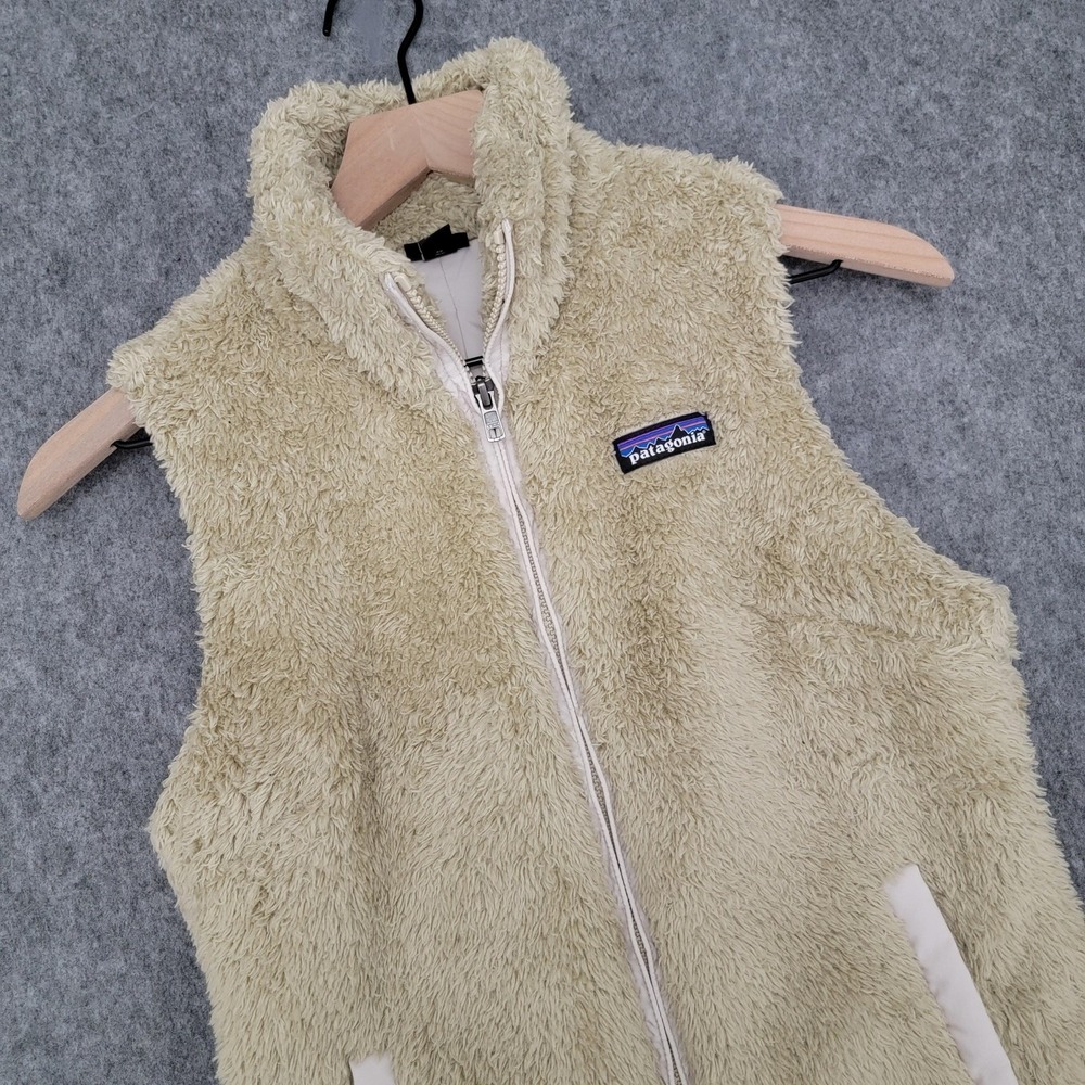 Patagonia Los Gatos Vest Womens XS El Cap Khaki Fuzzy Fleece Full Zip‎ Pockets - Picture 5 of 14
